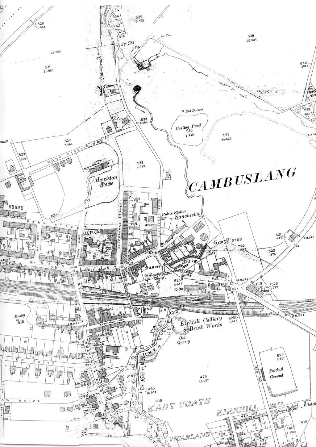OLD ORDNANCE SURVEY MAP DRUMSAGARD HALLSIDE NEWTON 1896 FLEMINGTON CALDERGLEN 