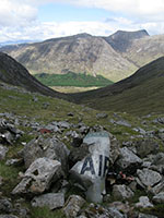 Wreckage of a USAF jet fighter at the head of Coire nam Frithhallt in Morvern