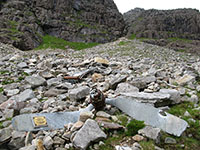 Wreckage of a Lancaster propellor below the Triple Buttress