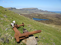 Part of the undercarriage structure from the crashed B-17, below Beinn Edra on Skye