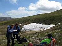 At the Ciste Mhearad snowpatch on Cairn Gorm 