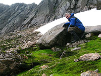 At the Pinnacles snowpatch in Garbh Choire Mòr 